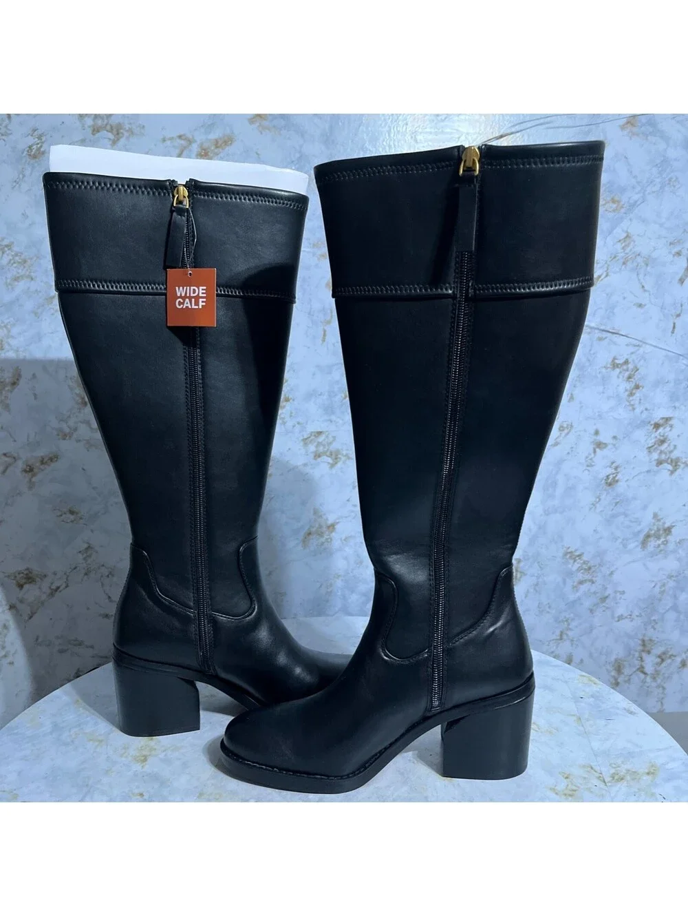 Franco Sarto Women's Size 7M Shoes Black Vegan Knee High Tall Wide Calf Boots